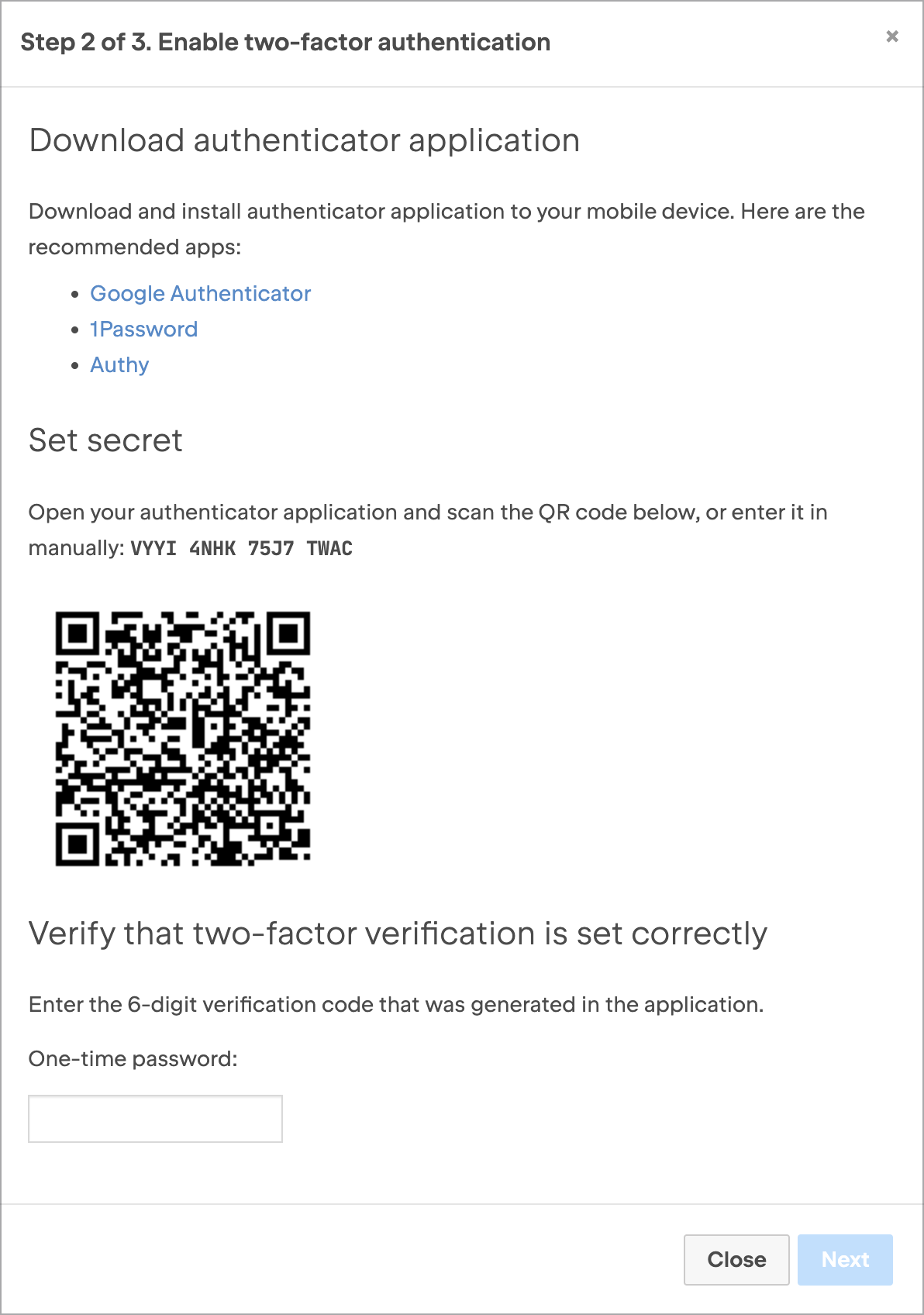 Setting up Two-Factor Authentication (2FA)