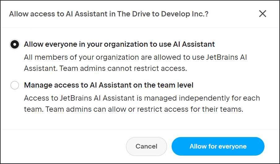 AI Assistant aktivieren – Für alle Benutzer*innen aktivieren