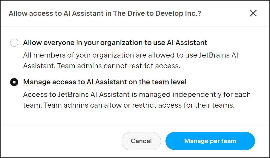 AI Assistant aktivieren – Für Teams aktivieren