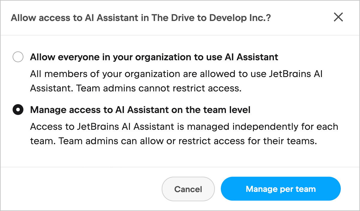 AI Assistant aktivieren – Für Teams aktivieren